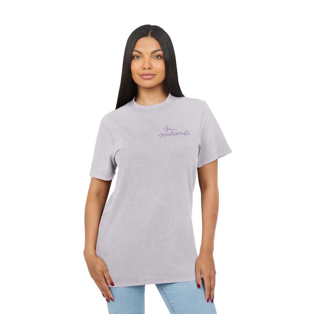 Acid Wash Tee — Minimal Lavender Graphic "the undercurrents"