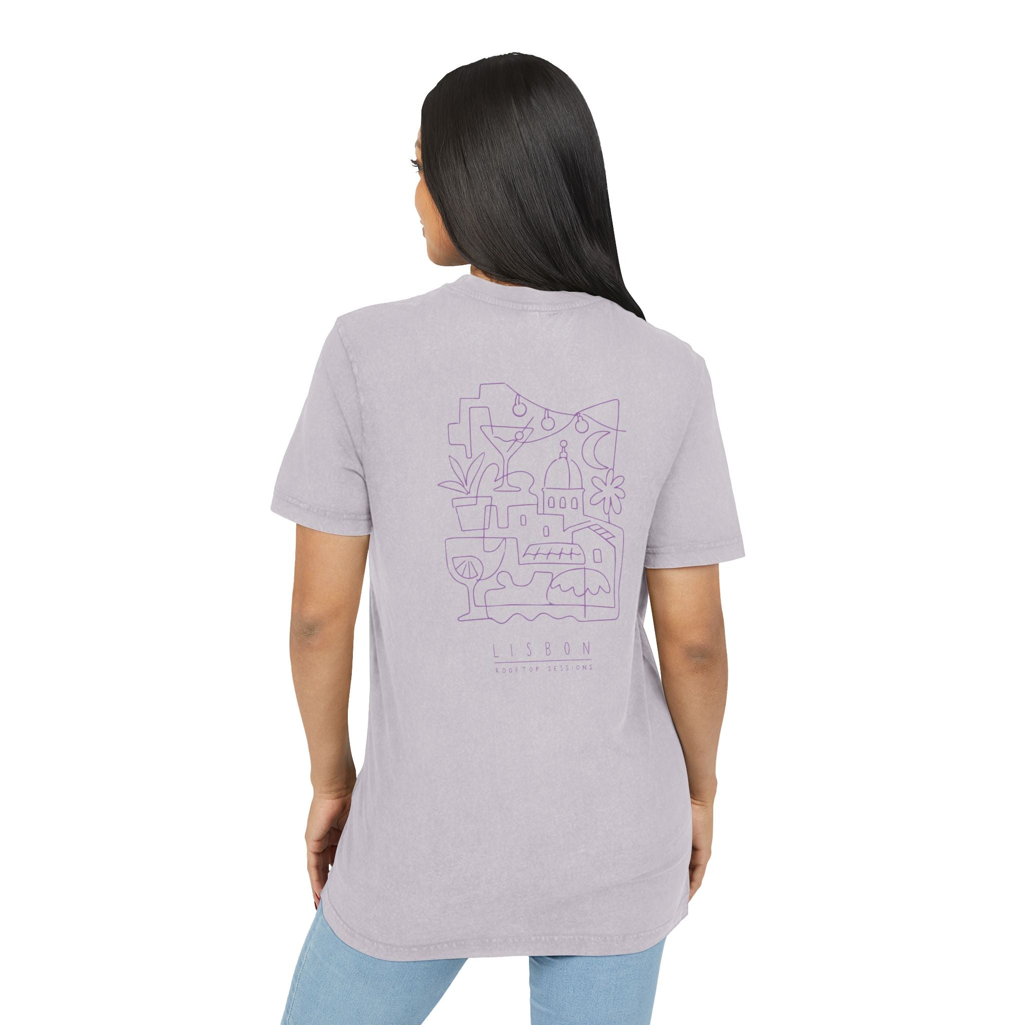 Acid Wash Tee — Minimal Lavender Graphic "the undercurrents"